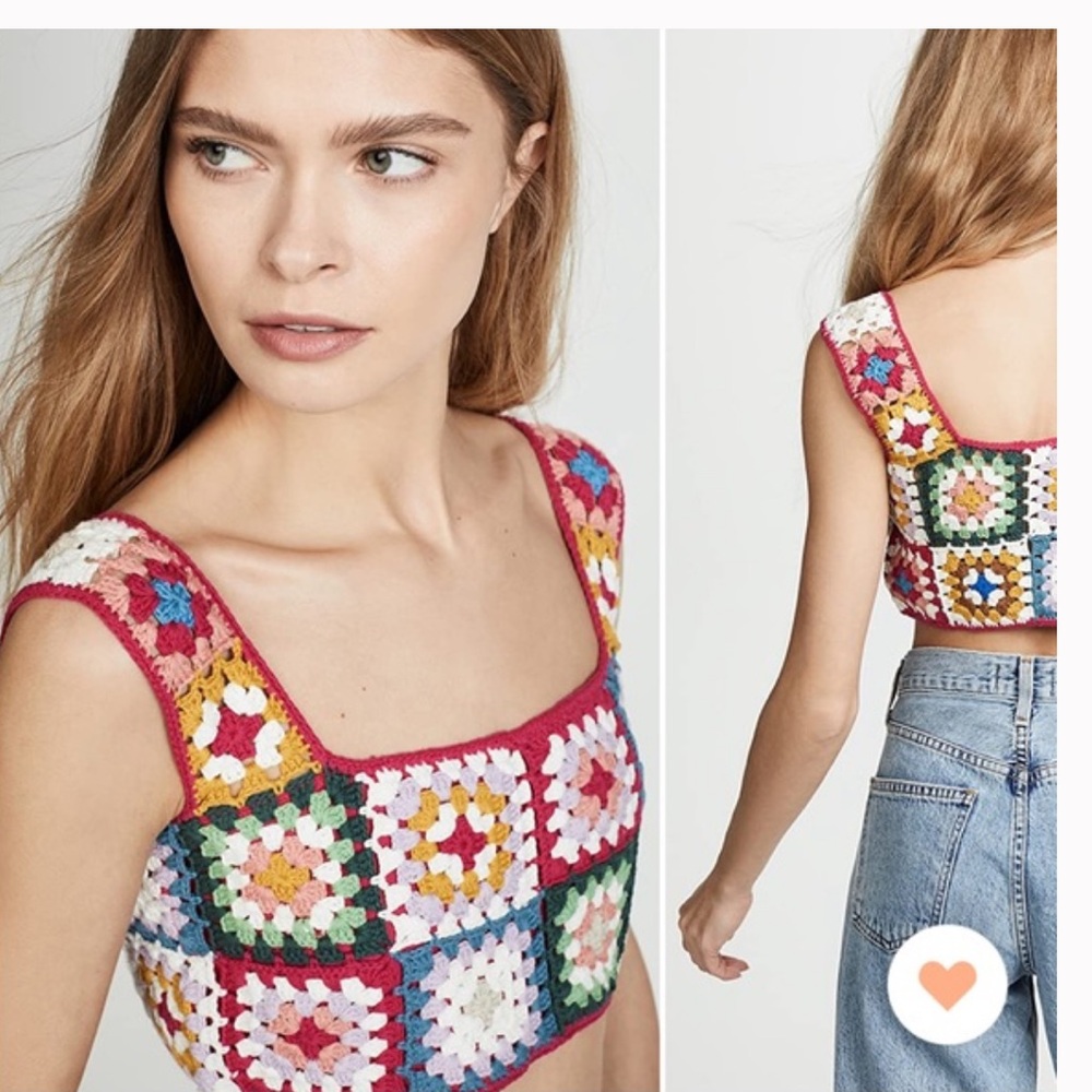FARM Rio Multicolor Crochet Square-Panel Crop Top - Picture 2 of 5